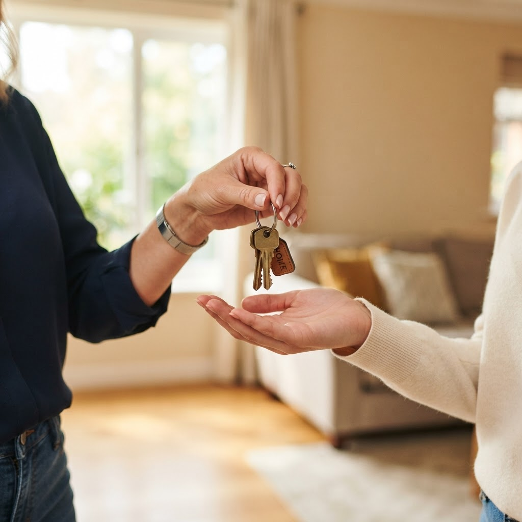 Handing over the keys to a home after closing